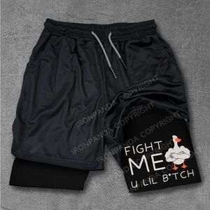NWT Iron Panda FIGHT ME U LIL BTCH PERFORMANCE TRAINING SHORTS L F10